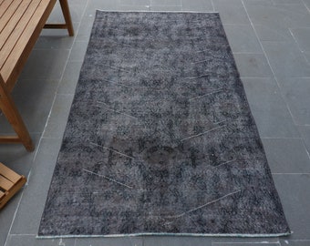 Faded Black Turkish Living Room Rugs 2012111049 5/'7 x 8/'9 Overdye Dark Turkish Area Rug Black Simple deco Bedroom Rug