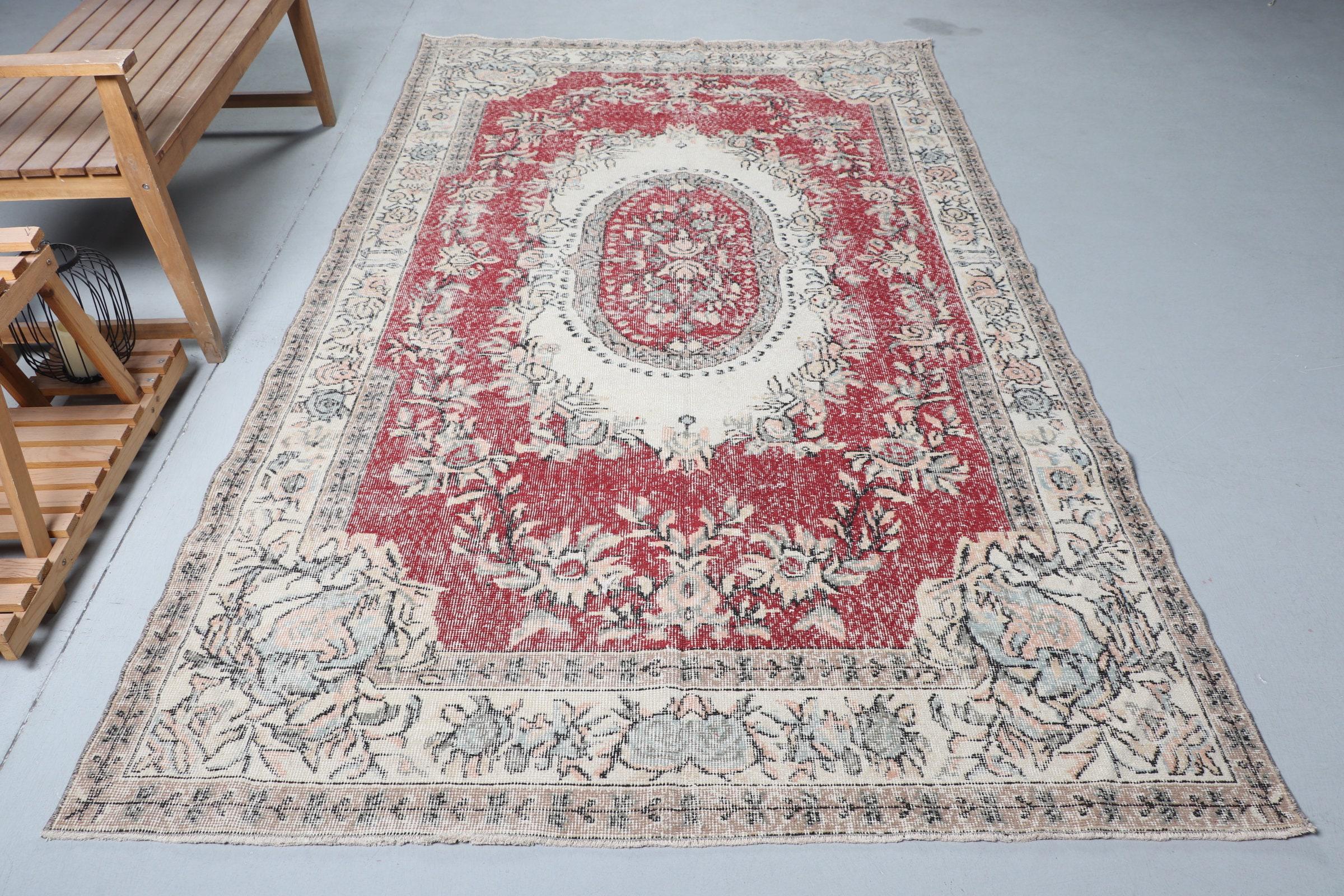 5.7x9.8 Ft Rug, Turkish Vintage Rug, Red Wool Rug - Etsy
