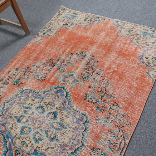 Turkish Rug, Vintage Rug, Area Rug, Oushak Carpet, 50x100 shops inches Orange Carpet, Outdoor Rug, Bedroom Rugs, Turkey Floor Rugs, 9863