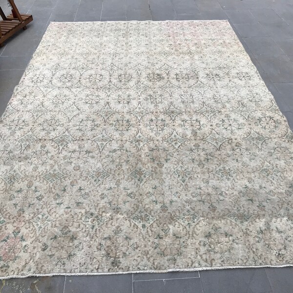 Large Rug, Big Rug, Turkish Rug, 6.8x9.8 ft , Antique Rug, Area Rug, Salon Rug, Oversize Rug, Faded Rug, Vintage Rug, Oriental Rug, AO- 1823
