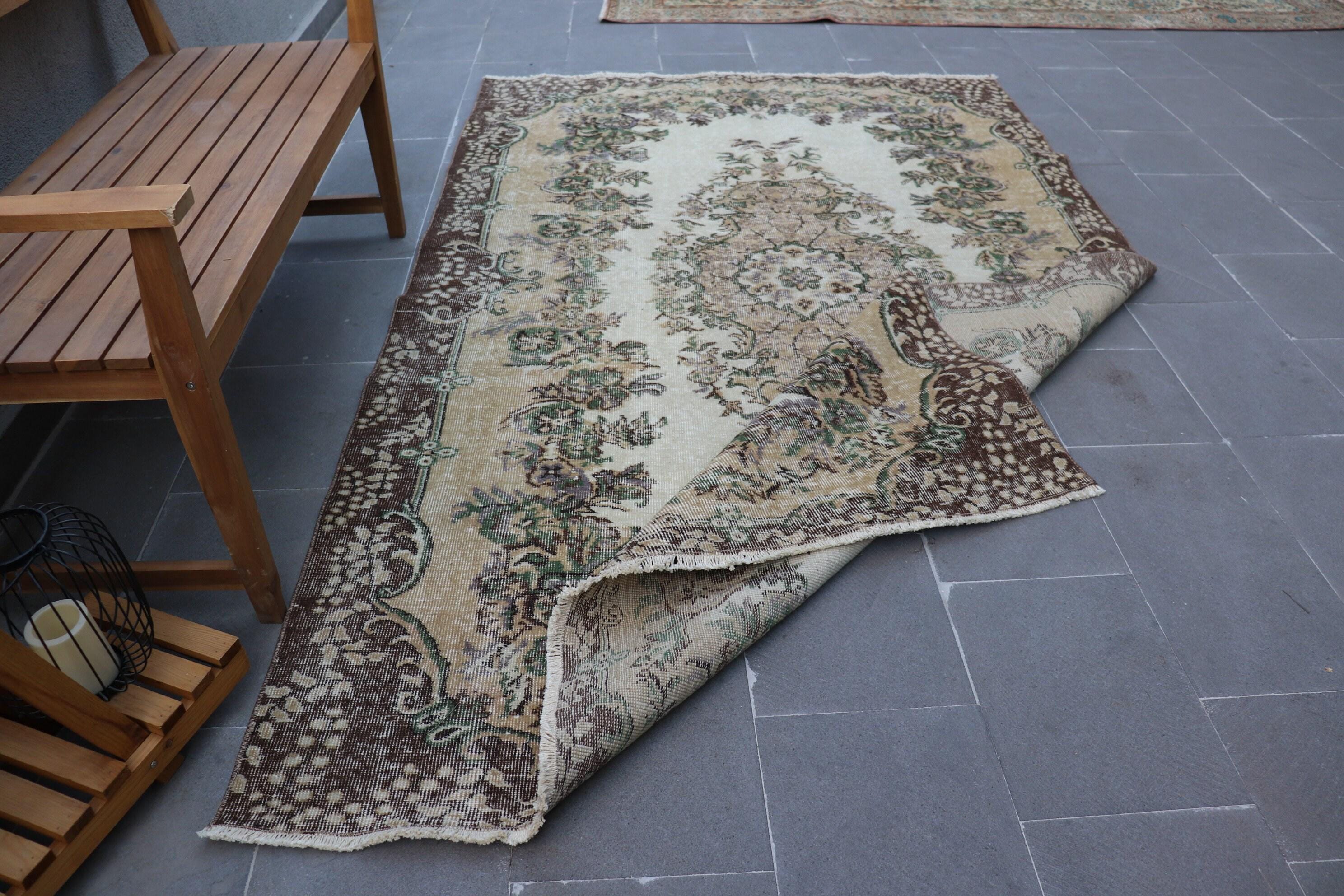 116×212\" Feel nature”ViNTAGE TURKiSH RUG Distressed Floral Designed Vintage Turkish Rug 6.4 X 10.1 Ft