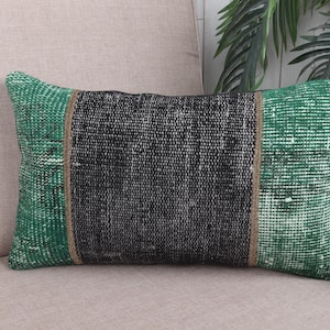Home Decor Pillow, Antique Pillows, 12x20 Ethnical Kilim Rug Pillow, Gift Pillow, Blue Cushion, Bedding Pillow, Patchwork Pillow,
