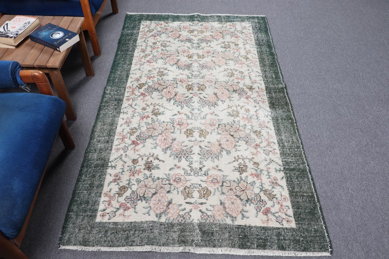 Area Rug, Turkish Rug, Vintage Rug, Oushak Carpet, 46x78 inches Beige Rug, Organic Bedroom Rug, Decorative Indoor Carpet, shops 10053