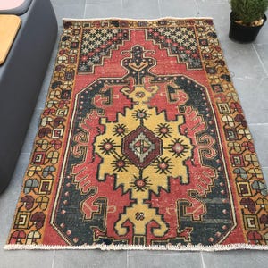 Vintage Turkish Rug, Red Area Rug, 113x168cm, 4x6ft