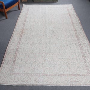 Large Rug, Turkish Rug, Vintage Rug, Muted Anatolian Rug, Rugs For Living Room, 5.9x9.8 ft Beige Rug, Decorative Wool Rug, Oushak Rug,