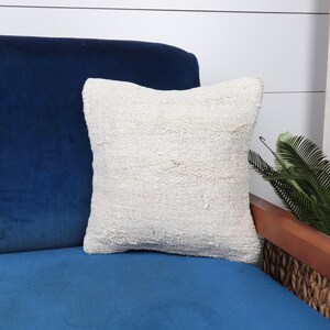 Vintage Kilim Throw Pillow, Throw Kilim Pillow, 14x14 Home Decor Pillow, Interior Designer Pillow, White Pillow Cover, Hemp Pillow,