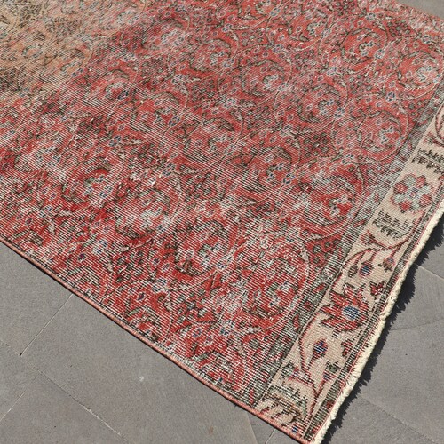 Turkish Rug, 3.8x8.9 ft, Floral Rug, Vintage Rug, Bedroom Rug, Oriental shops Rug, Handmade Rug, Muted Rug, Oushak Rug, Antique Rug, AO- 4961