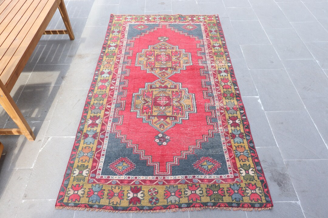 3.7x7 Ft Area Rug, Oushak Rug, Turkish Area Rug, Turkish Rug, Pink