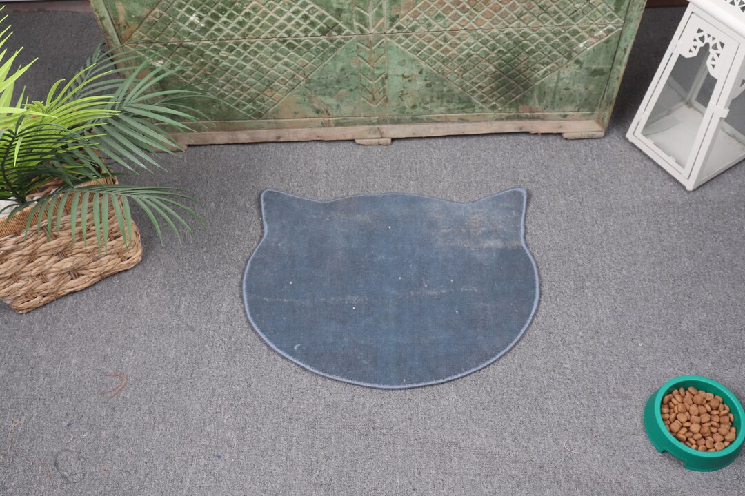 Cat Rug Mat Rug Pet Mat, Cat Mat, Custom Rug Peds, Blue Mat, Rug Mat, Washable ...
