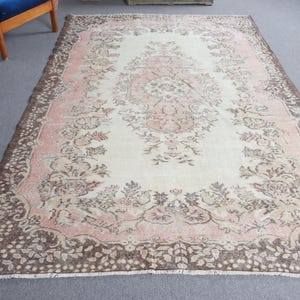 6x10 Large Rug, Turkish Rug, Vintage Rug, Anatolian Rugs, Rugs For Bedroom, 5.8x9.2 ft Beige Rug, Modern Minimalist Wool Rug, Oushak Rug,