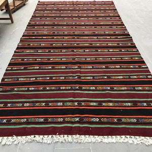 Türkischer Kelim, Großer Kilim 15x30 cm, Kelim, Vintage Kilim, Antiker Kilim, Gestreifter Kelim, Handgefertigter Kilim, Kelim Teppich AO- 1913