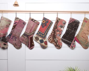 Antique Rug Stocking, Handmade Christmas Stocking, Vintage Stocking, Decorative Stocking, Luxury Christmas Stocking