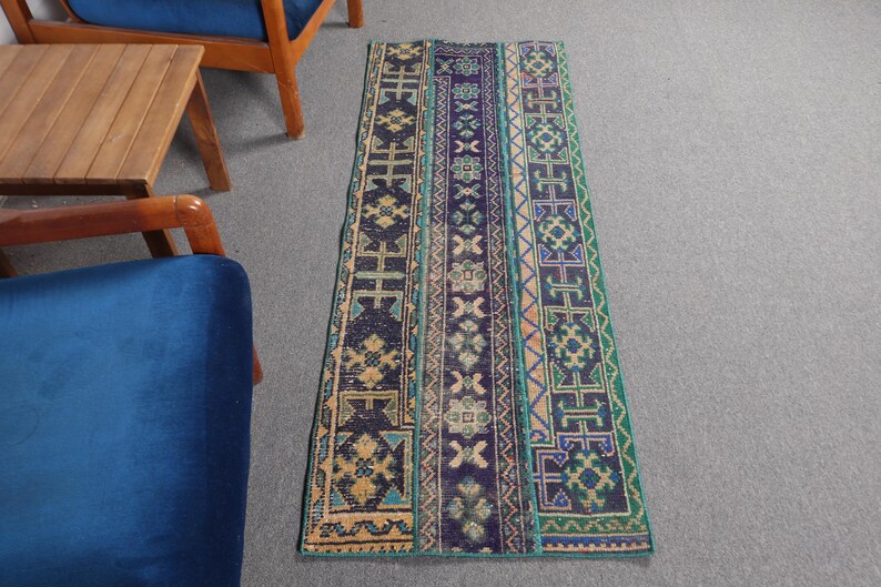 Patchwork Rug, Vintage Rug, Turkish Rug, 2x6 Runner Rug, Wool Anatolian