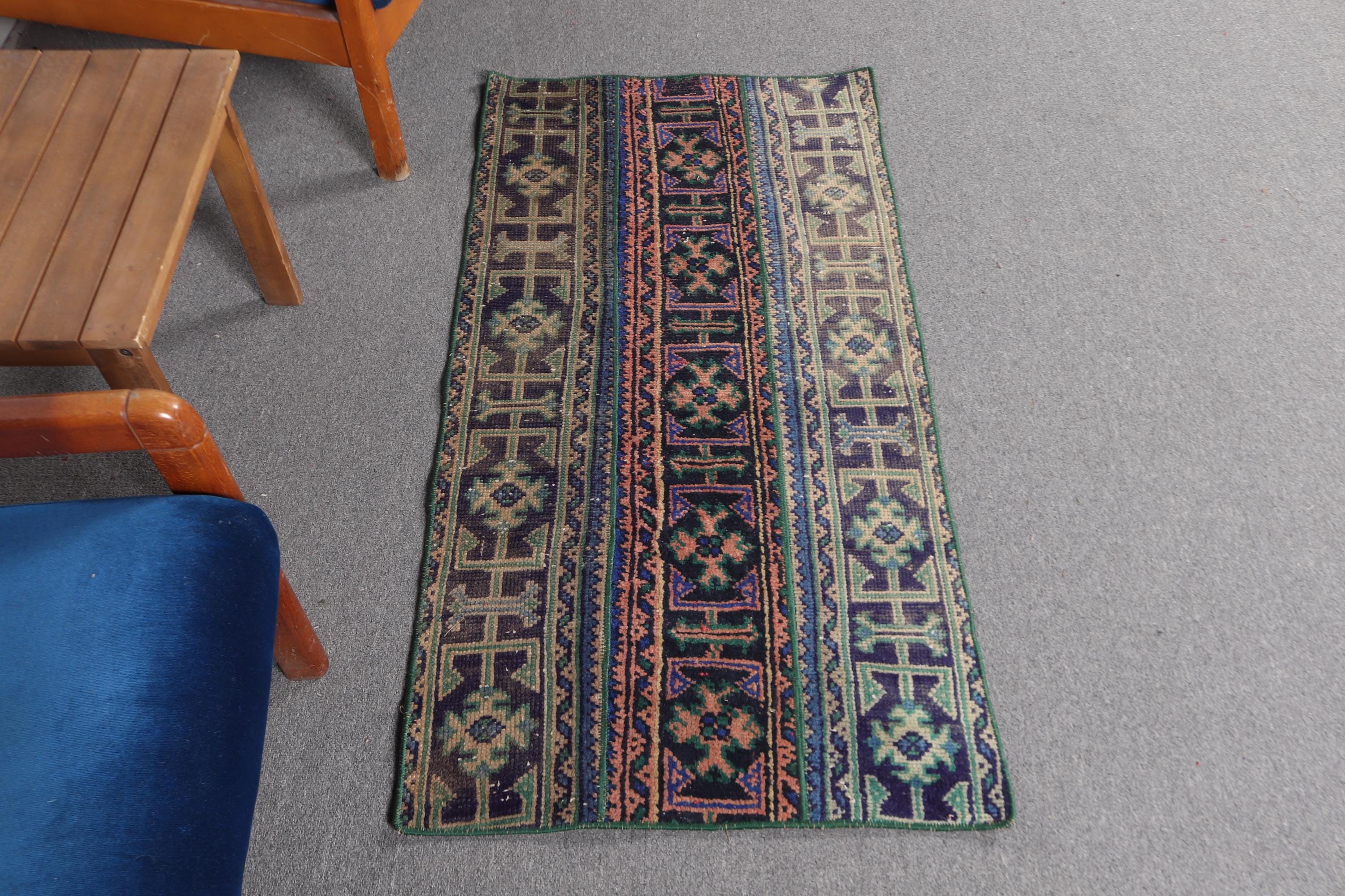 Turkish Rug, 2.2x4.4 Ft Vintage Rug, Blue Oriental Wool Rug - Etsy