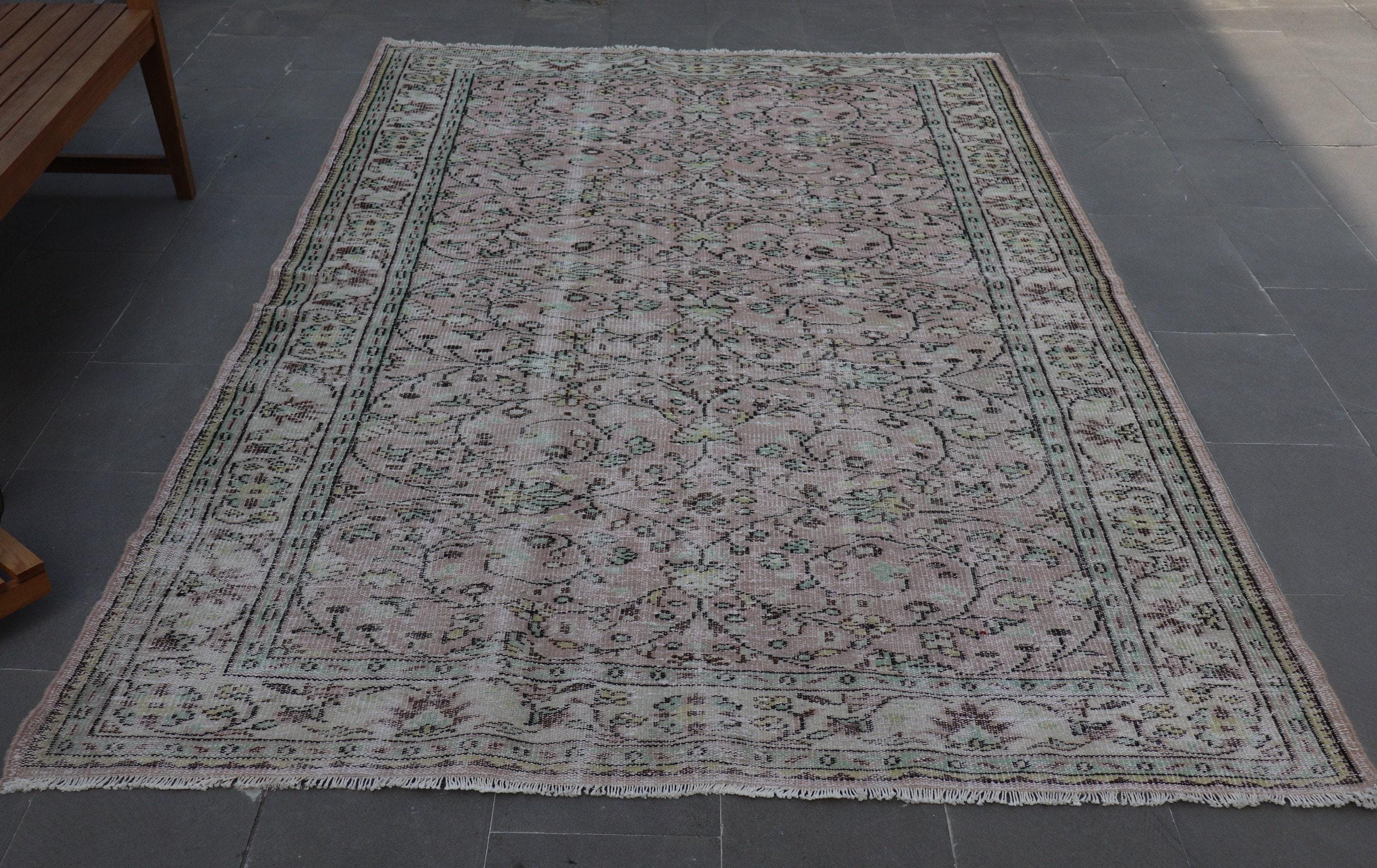 Turkish Vintage Rug 6x9.2 Ft, Pink Floral Rug - Etsy UK
