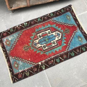 Turkish Rug, 1.6 x 2.6 ft , Vintage Rug, Oushak Rug, Small Rug, Accent Rug, Turkey Carpet, Entry Rug, Bath Rug, Organic Rug, Boho AO 1235 image 3