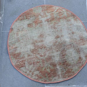 Vintage turkisk matta 55 x 55 cm, brun grå lapptäcksmatta