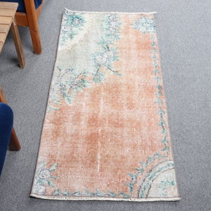 Turkish Rug, Orange Bedroom Rug, Antique Rug, Vintage Rug, Rugs For Gift, 2.1x4.3 ft Small Rugs, Oushak Small Rug, Aztec Nursery Rugs