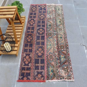 Turkish Runner Rug, Vintage Area Carpet, 2x5ft, Rich Patterns, Vibrant Colors, Unique Home Decor Rug