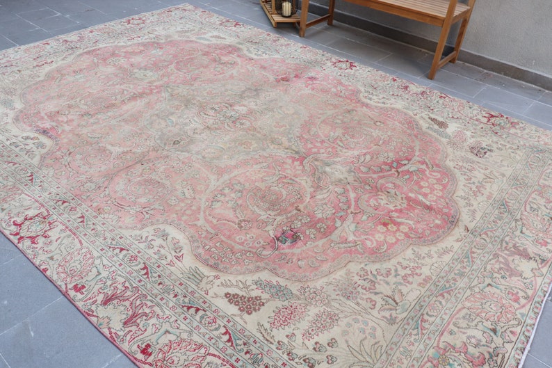 Alfombra turca extragrande de 2,65 x 3,72 m, alfombra de lana vintage roja estilo suroeste. imagen 4