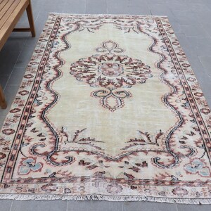 Rugs For Salon, Beige Oriental Rug, 5.2x8.4 ft Large Rugs, Gift For Her, Vintage Rug, Turkish Rug, Antique Rug, Outdoor Bedroom Rug