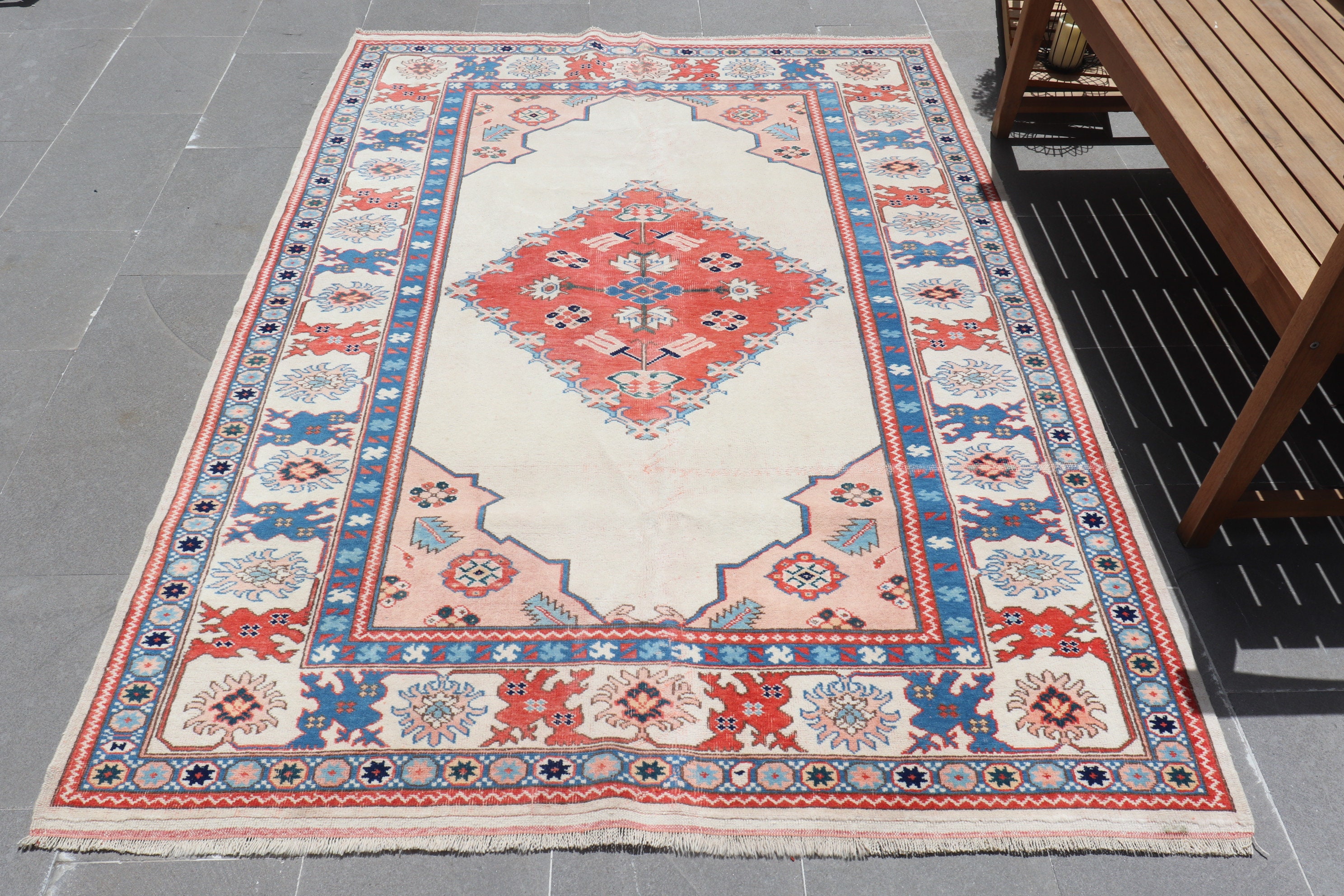 Tapis de Secteur, Tapis Turc, Couverture Cru, Antique, Bleu 61x85 Pouces, Couvertures Faites Main Ch