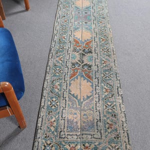 3x9 Runner Rugs, Patchwork Rug, Vintage Rug, Turkish Rug, Anatolian Rug, Rugs For Corridor, 2.1x8.4 ft Green Rug, Decorative Oushak Rug,