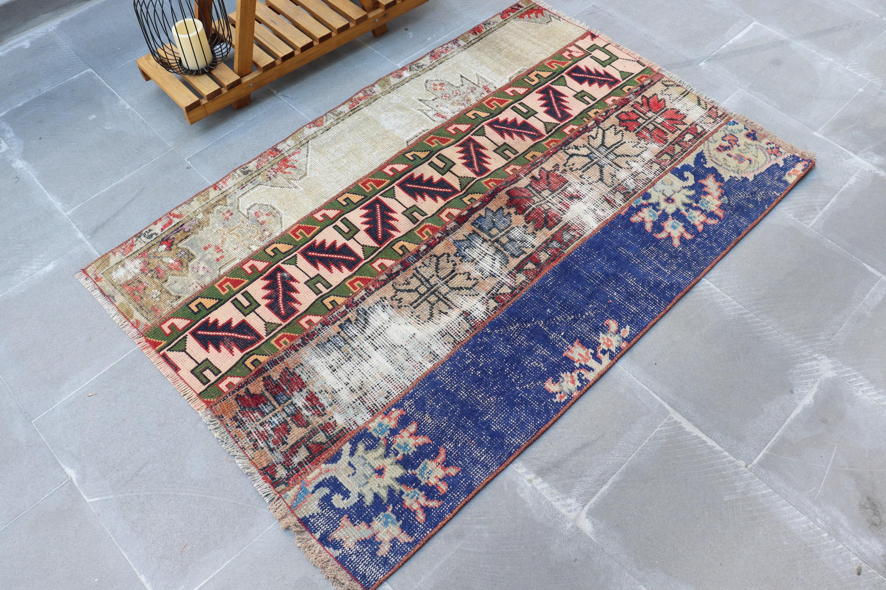 Vintage Small Rug 3.1x4.7 Ft (94x143 Cm), Blue Southwestern