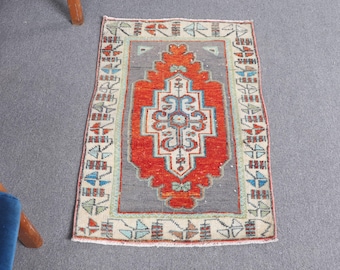 2x3 ft Rug, Vintage Rug, Turkish Red Wool Animal Print Rug