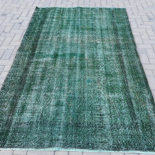 Vintage Rug, Area Carpet, Turkish Rug, Antique Carpet, 58x100 inches Green Carpet, Bohemian Bedroom Rug, Handwoven Floor Carpet,  8224