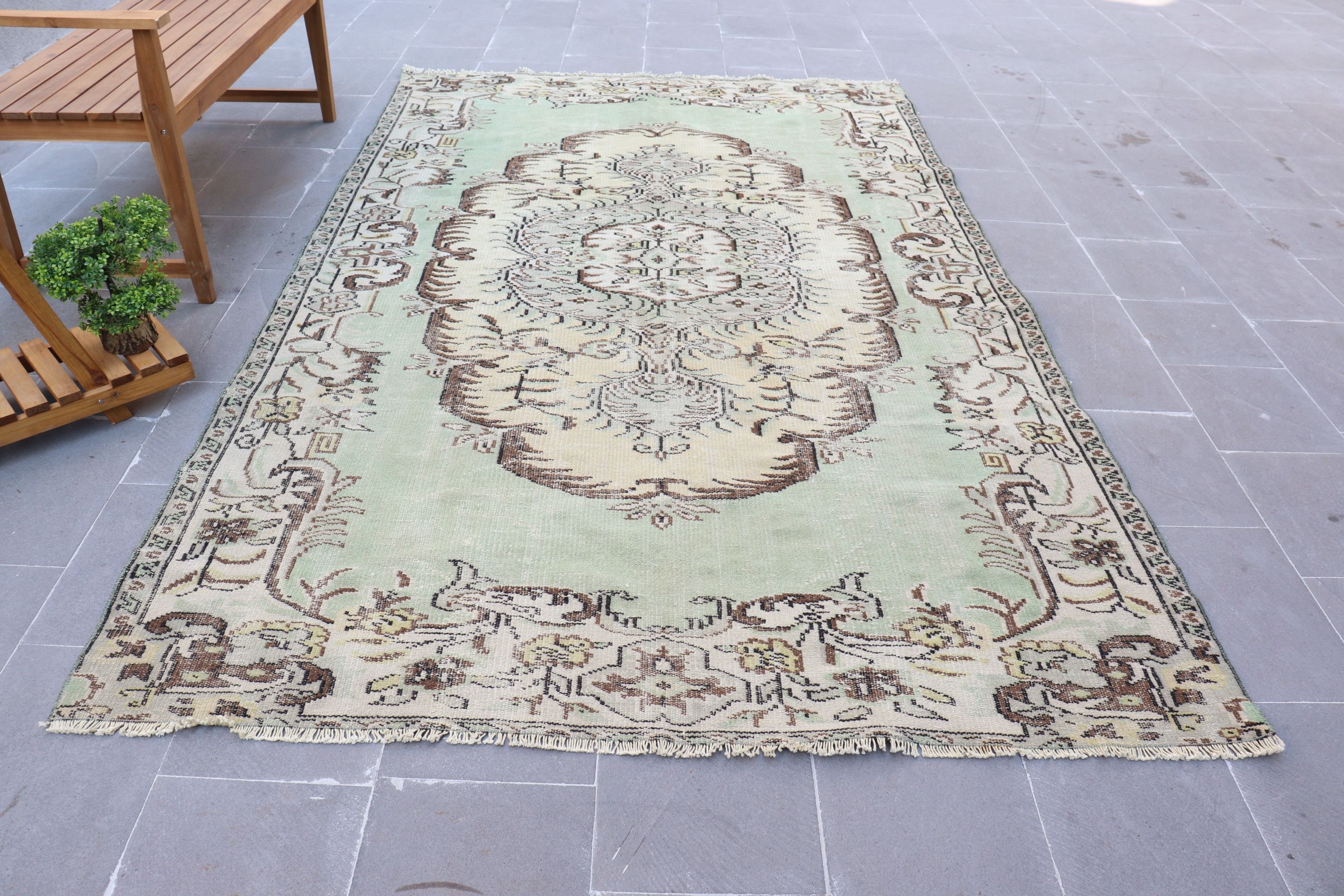 5.9x9.6 Ft Turkish Rug, Green Patchwork Vintage Rug Wool - Etsy