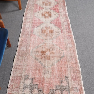 Turkish Rug, 3x9 Runner Rug, Vintage Rug, Anatolian Rug, Rugs For Stair, 3x9 ft Red Rug, Turkish Rug With Geometric Patterns, Wool Rug,