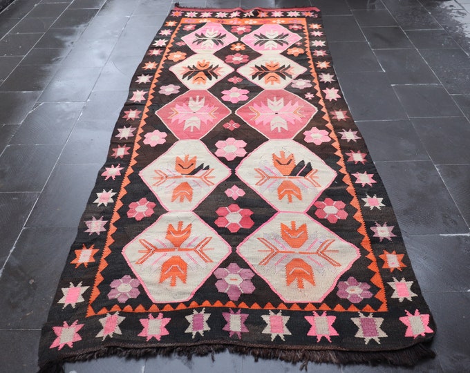 Turkish Kilim 4.2 X 10.1 Ft Vintage Kilim Geometric Kilim Etsy