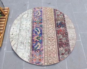 ヴィンテージトルコラグ、円形ラグ4枚セット、2 x 22フィート円形