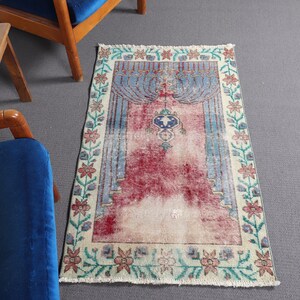 Small Rugs, Vintage Rug, Turkish Prayer Rug, Antique Rug, Rugs For Gift, 2.4x4 ft Purple Rug, Wool Anatolian Rug, Small Oushak Rug,