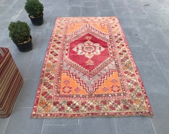 3.6x6.2 ft Accent Rugs, Vintage Accent Rug, Red Bedroom Rug, Vintage Rug, Rugs For Entry, Antique Rug, Turkish Rug, Organic Nursery Rugs