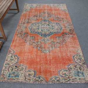 4.1x8.3 ft Area Rug, Rugs For Area, Oushak Rug, Vintage Rug, Orange Kitchen Rugs, Vintage Area Rug, Turkish Rug, Aztec Bedroom Rug