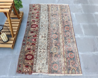 Vintage Small Rug, 2.7x4.7 ft Turkish Rug, Red Wool Rug