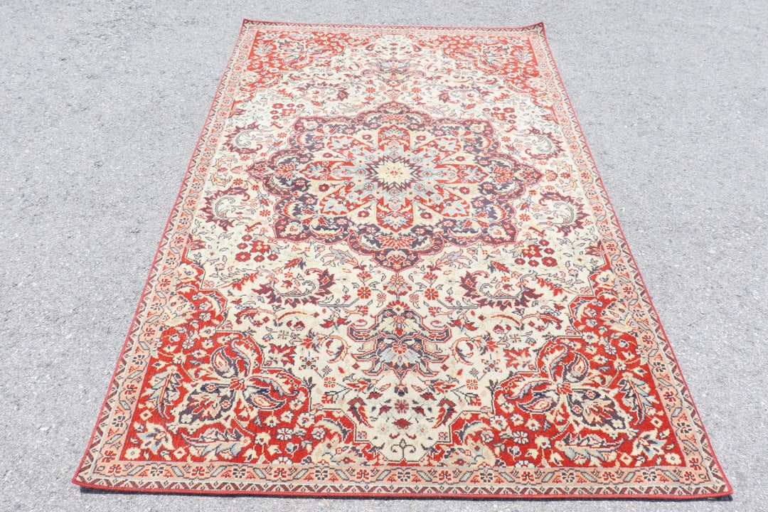 Turkish Area Rug, Turkish Rug, Red Wool Rugs, Antique Rug, Rugs for