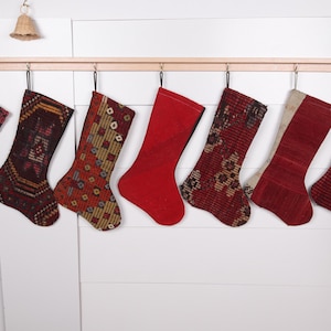 Vintage Christmas Stocking, Handmade Christmas Stocking, Rustic Christmas Stocking, Kilim Christmas Stocking, Gift Antique Rug Stocking,