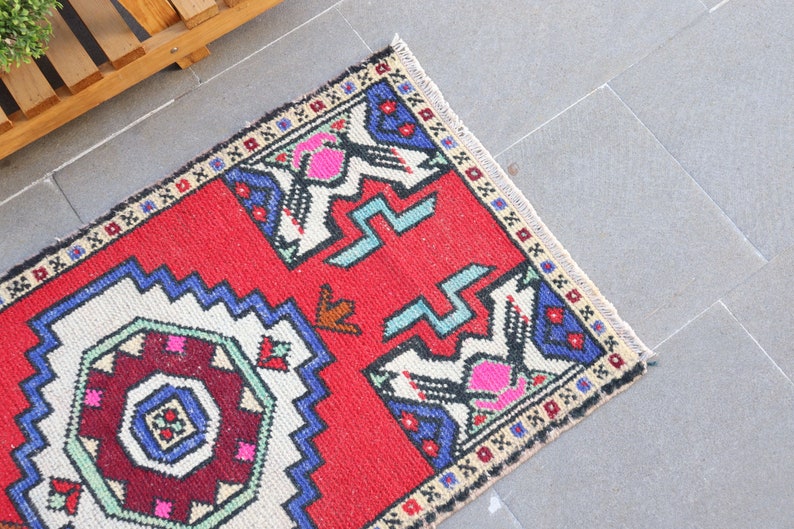 Antique Carpet 21x38 Inches Red Carpet Vintage Rug 6052 Turkish Rug Small Carpet Decorative Wall Hanging Carpet Organic Bedroom Rugs