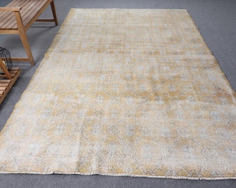 Alfombra turca vintage, 2 x 3,25 m, color amarillo, de lana marroquí.