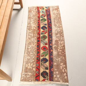 Antique Rug, Rugs For Bedroom, Beige Wool Rugs, Vintage Rug, 1.8x4 ft Small Rug, Turkish Rug, Small Wool Rug, Tribal Door Mat Rug