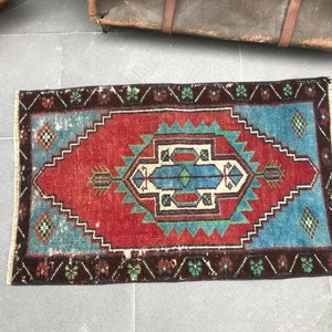 Turkish Rug, 1.6 x 2.6 ft , Vintage Rug, Oushak Rug, Small Rug, Accent Rug, Turkey Carpet, Entry Rug, Bath Rug, Organic Rug, Boho AO 1235 image 4