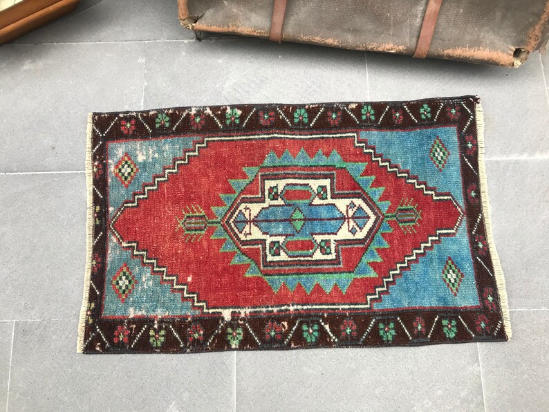 Turkish Rug, 1.6 x 2.6 ft , Vintage Rug, Oushak Rug, Small Rug, Accent Rug, Turkey Carpet, Entry Rug, Bath Rug, Organic Rug, Boho AO 1235 image 4