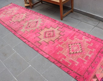Alfombra de cocina, Alfombra turca, 3.1x11.8 pies, Alfombra vintage, Alfombra de corredor, Alfombra de pasillo, Alfombra oriental, Alfombra hecha a mano, Alfombra Herki, Alfombra antigua, AO-5304