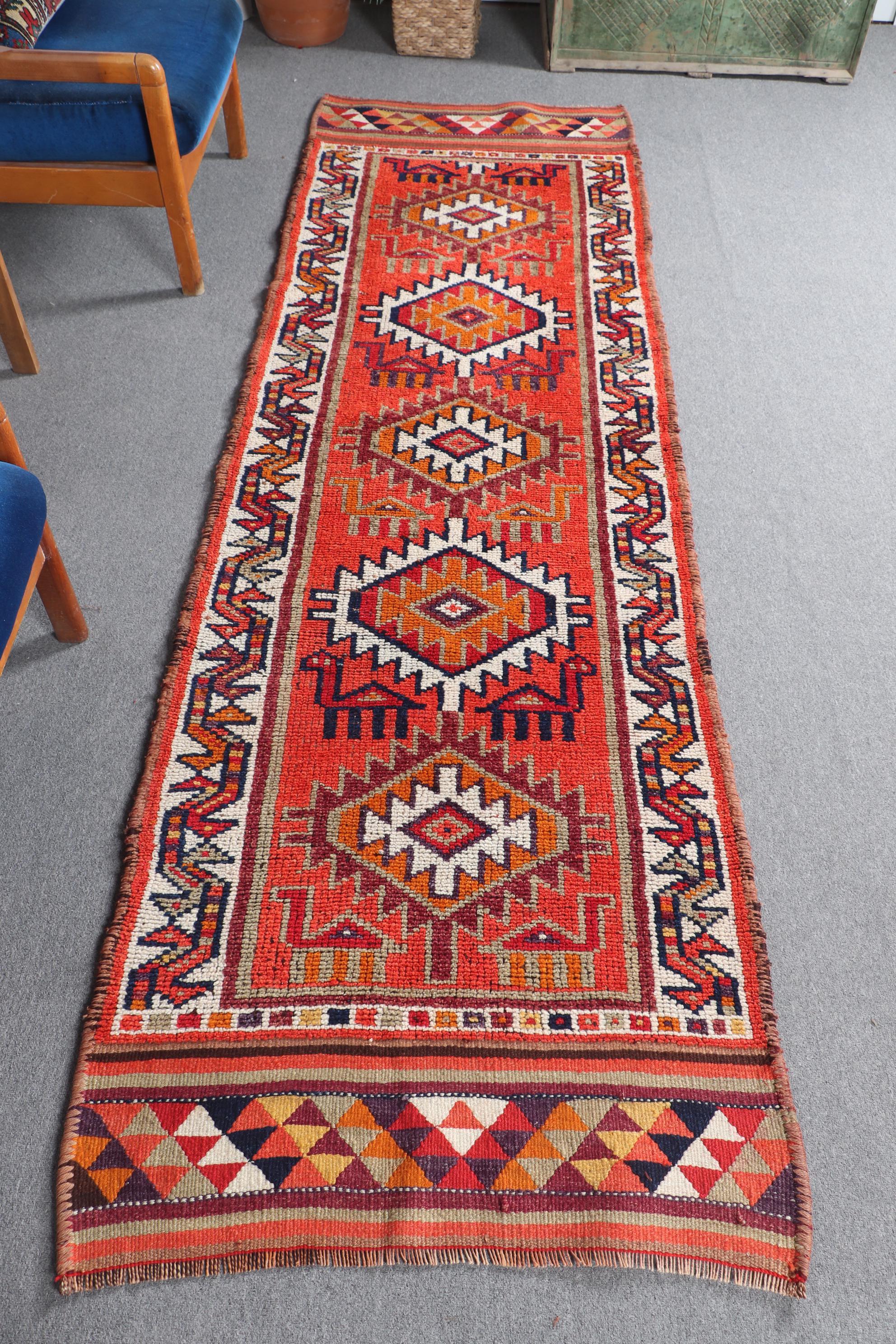 Vintage Runner Rug 2.9x9.5 Ft, Red Patchwork Turkish Wool Rug - Etsy