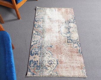 Turkish Rug, Vintage Rug, Small Rugs, Antique Rug, Rugs For Bathroom, 2.4x4.2 ft Brown Rug, Faded Anatolian Rugs, Entry Rug,