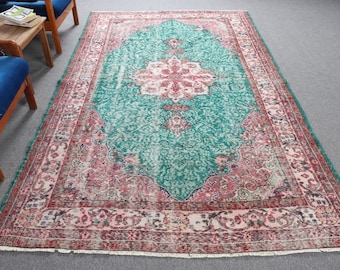 Vloerkleed 5,7 x 9,4 ft, vintage Turks tapijt, rood massief vloerkleed