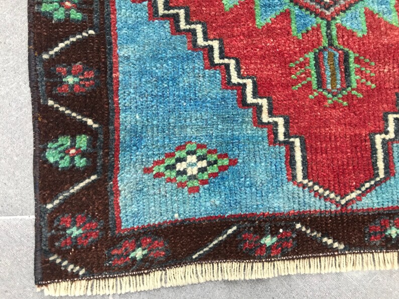 Turkish Rug, 1.6 x 2.6 ft , Vintage Rug, Oushak Rug, Small Rug, Accent Rug, Turkey Carpet, Entry Rug, Bath Rug, Organic Rug, Boho AO 1235 image 8